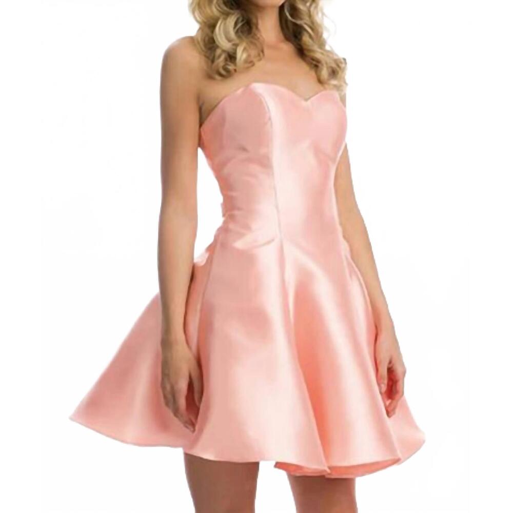 NEW JULIET a line short homecoming cocktail dress in peach